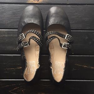 Miz Mooz Cassia Black Studded Ballet Flats 39